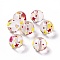 Transparent Glass Beads, Hand Drawn Beads, with Enamel, Round, Red, Star Pattern, 11.5~12x11mm, Hole: 1.5~1.6mm