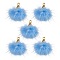 Faux Mink Fur Tassel Pendant Decorations, with Antique Golden Alloy Findings, Cornflower Blue, 20~30x28~30mm, Hole: 1.8mm