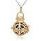 Golden Tone Brass Hollow Round Cage Pendants, with No Hole Spray Painted Brass Round Beads, DarkSlate Blue, 33x24x21mm, Hole: 3x8mm