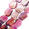 Natural Agate Beads Strands, Flat Slab Beads, Dyed, Nuggets, Camellia, 38~41x28~33x6~8mm, Hole: 2.5mm, about 10pcs/strand, 16.3 inch