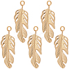 10Pcs 304 Stainless Steel Feather Pendants STAS-BBC0009-98-1