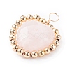 Alloy Faceted Natural Rose Quartz Beads Pendants PALLOY-JF01299-3