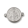 304 Stainless Steel Saint Benedict Medal Cross Connector Charms STAS-C119-12P-1
