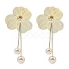 Flower Alloy Dangle Stud Earrings EJEW-L096-005G-2