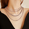 18Pcs 18 Style Alloy Curb & Paperclip & Herringbone Chain Necklaces Set NJEW-AN0001-43-3
