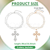 2Pcs 2 Styles Iron & Alloy Cross Big Pendant Plastic Pearl Link Chain Double Layered Necklaces NJEW-ME0001-23-2