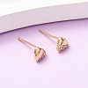Brass Micro Pave Clear Cubic Zirconia Triangle Stud Earrings EJEW-L278-03G-1