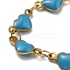 Ion Plating(IP) Golden 304 Stainless Steel Heart Link Chain Bracelet with Enamel BJEW-E088-01G-3