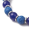 Natural Lava Rock & Malaysia Jade Round Beaded Stretch Bracelets BJEW-JB13452-5