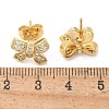 Brass Micro Pave Clear Cubic Zirconia Stud Earrings EJEW-D305-18G-4