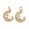 Brass Micro Pave Clear Cubic Zirconia Charms KK-F821-38G-2