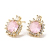 Rack Plating Real 18K Gold Plated Brass Square Stud Earrings EJEW-B034-07G-1