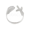 304 Stainless Steel Starfish & Shell Open Cuff Rings for Women LS-RJEW-C095-09P-3