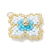 3Pcs 3 Colors Handmade Glass Seed Beaded Quatrefoil Pattern Pendants PALLOY-MZ00965-4