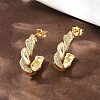 Brass Micro Pave Clear Cubic Zirconia Twist Stud Earrings EJEW-L275-16G-01-1