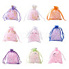 Kissitty 100Pcs 2 Style Gold Stamping Butterfly Rectangle Organza Gift Bags OP-KS0001-01-18