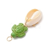 12Pcs 12 Styles Natural Cowrie Shell & Dyed Synthetic Turquoise Turtle Copper Wire Wrapped Pendants PALLOY-JF04035-6