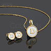 304 Stainless Steel with Natural Shell Pendant Necklaces & Stud Earrings Sets FS-WG5FD70-04-2