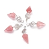 Cherry Quartz Glass Pendants G-O194-08-1