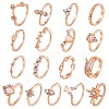 17Pcs 17 Style Crystal Rhinestone Teardrop & Star & Horse Eye Finger Rings Set JR937A-2