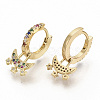 Brass Micro Pave Colorful Cubic Zirconia Dangle Hoop Earrings EJEW-S208-074-1