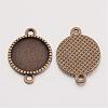 Tibetan Style Alloy Flat Round Cabochon Connector Settings TIBE-Q038-001C-AB-NR-2