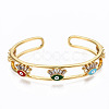 Brass Micro Pave Clear Cubic Zirconia Cuff Bangles BJEW-T018-14G-NF-1