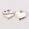 Wedding Theme Antique Silver Tone Tibetan Style Heart with Ring Bearer Rhinestone Charms TIBEP-N005-15D-1