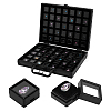 70-Slot Rectangle Aluminium Alloy Covered with Velvet Jewelry Organizer Handled Display Cases CON-WH0089-193A-1