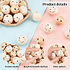 52Pcs 2 Style Spray Painted Natural Wood Beads WOOD-PH0002-24-6
