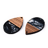 Transparent Resin & Walnut Wood Pendants RESI-N039-25A-2