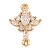 Brass Pave Clear Cubic Zirconia Connector Charms ZIRC-U004-02G-02-1