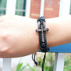 Adjustable Cross with Word Iron Braided Leather Cord Bracelets BJEW-P0001-02B-5