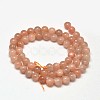 Natural Sunstone Round Bead Strands G-F266-11-6mm-2