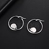 Non-Tarnish 304 Stainless Steel Hedgehog Beaded Hoop Earrings EJEW-F320-02P-5