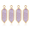 4Pcs Hexagon Natural Amethyst Faceted Pendants KK-BC0015-92A-G-1