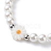 Plastic Pearl Daisy Pendant Dangle Earrings & Stretch Bracelet & Pendant Necklace SJEW-JS01256-8