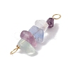 10Pcs 5 Styles Constellation Natural Strawberry Quartz & Amethyst & Obsidian & Fluorite & Rose Quartz Copper Wire Wrapped Chip Beaded Connector Charms PALLOY-JF02905-02-4