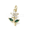 Brass Micro Pave Green Cubic Zirconia Pendants CU-L001-13G-02-1
