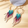 Glass Tassel Dangle Earrings EJEW-C129-01-1