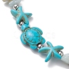 Natural Amazonite & Synthetic Turquoise Beaded Stretch Bracelets for Women BJEW-JB10750-01-3