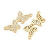 Brass Micro Pave Clear Cubic Zirconia Connector Charms CU-CBA908F-04G-06-2