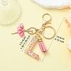 Letter A~Z Transparent Glitter Resin Pendant Keychains KEYC-FZ00024-21-5