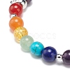 5Pcs 5 Style Natural & Synthetic Mixed Gemstone Round Beaded Stretch Bracelets Set with Alloy Tube Bails BJEW-JB08920-6