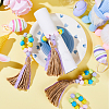 Easter Wood Beaded Napkin Rings with Tassels HJEW-WH0042-97-4
