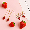4Pairs 2 Styles Alloy Strawberry Clip-on Earrings & Chain Tassel Ear Thread EJEW-HY0001-10-3