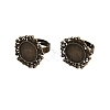 Vintage Adjustable Iron Flower Finger Ring Components Alloy Cabochon Bezel Settings X-PALLOY-O036-01AB-NF-5