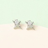 Brass Micro Pave Clear Cubic Zirconia Star Stud Earrings EJEW-L278-02P-2