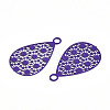 Spray Painted 430 Stainless Steel Filigree Pendants STAS-WH0047-78F-2