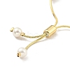 Shell Pearl Beaded Slider Bracelet with Brass Snake Chain X-BJEW-B066-01B-02-4